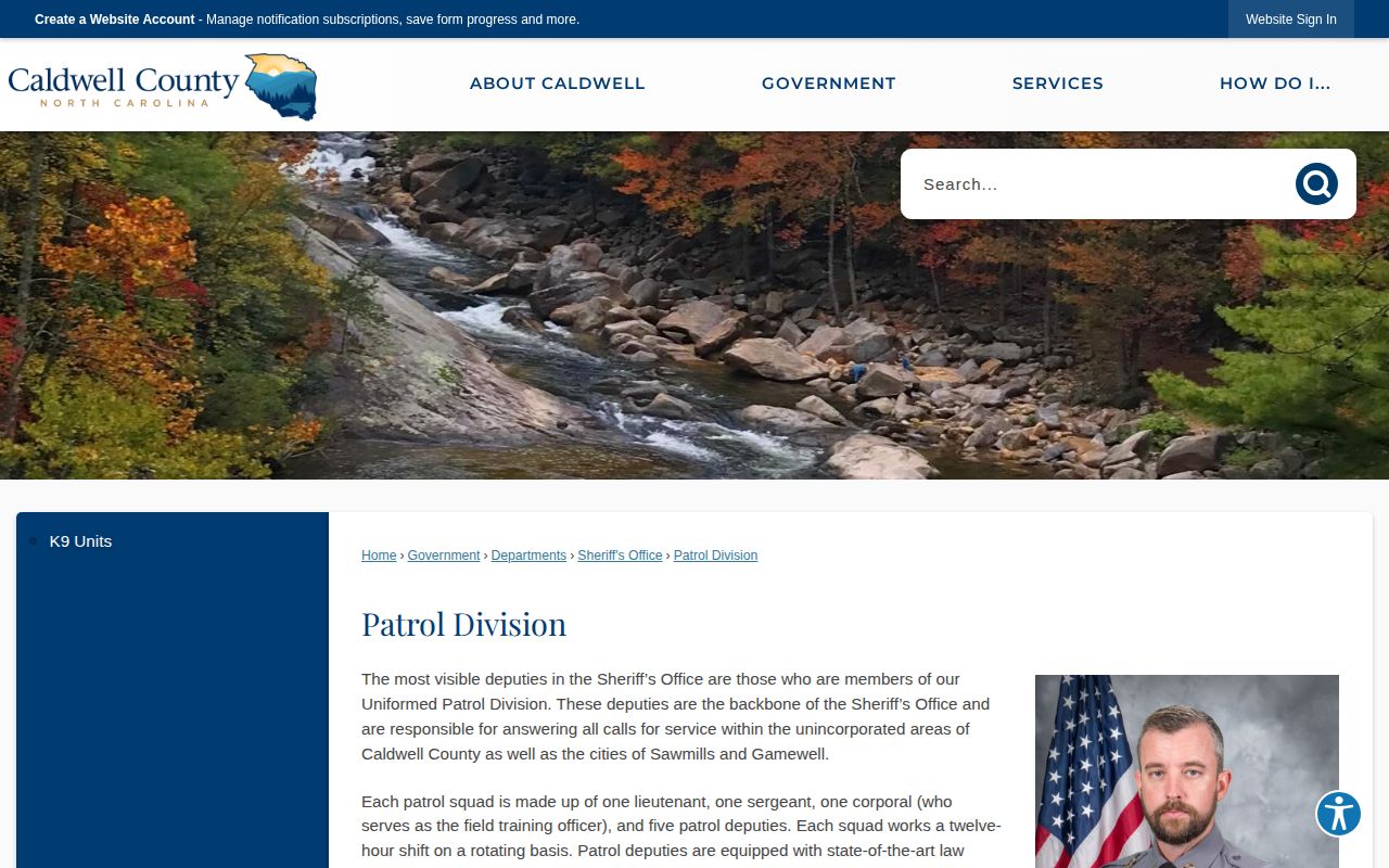Caldwell County Sheriff Patrol Division statement showing coverage of Sawmills